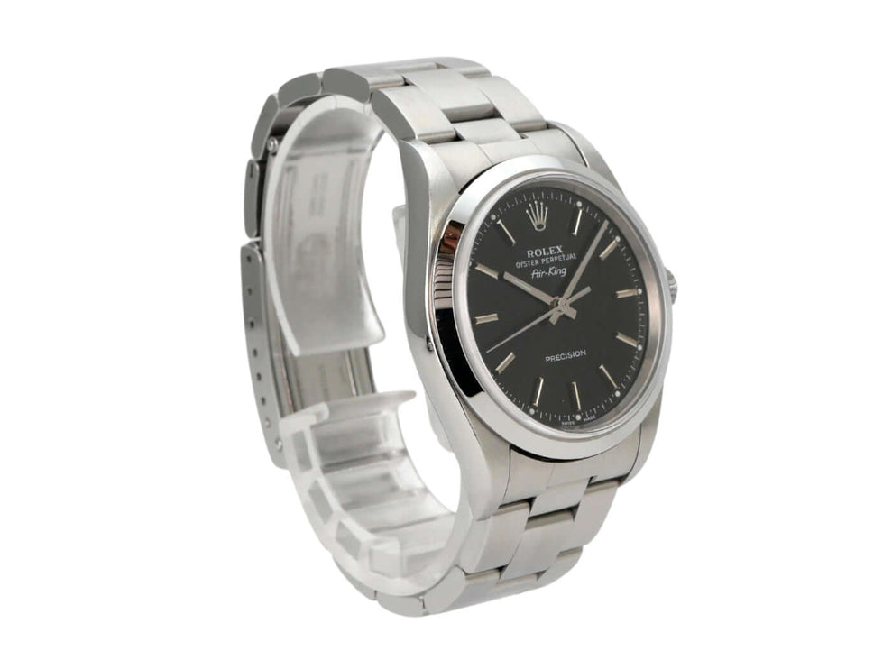 Rolex Oyster Air-King 34 14000M Schwarz Automatik-Uhr mit schwarzem Zifferblatt und Edelstahlband