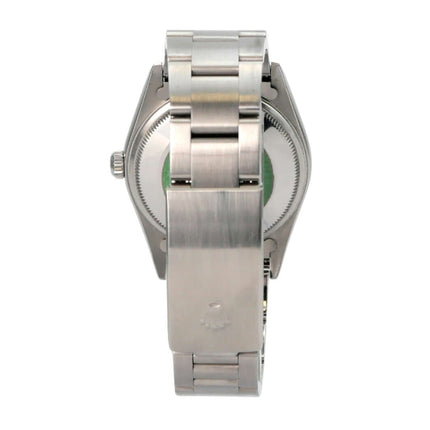 Rolex Oyster Air-King 34 14000M Schwarz: Rückansicht des Edelstahl-Gehäuses mit Oyster Edelstahlband.