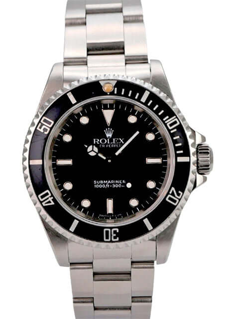 Rolex Submariner 40 Edelstahl 14060 mit schwarzem Zifferblatt und Edelstahlband, sportlich und elegant.