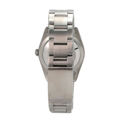 Rolex Explorer I Edelstahl 36 Ref. 14270, seitliche Ansicht mit Oyster Armband aus poliertem Edelstahl.