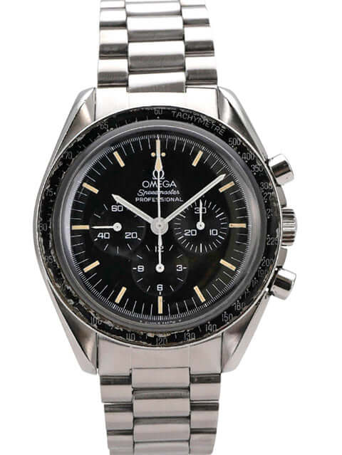 Omega Speedmaster Professional Moonwatch 145.022 mit schwarzem Zifferblatt und Edelstahlarmband