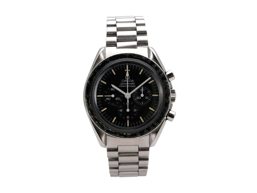 Omega Speedmaster Professional Moonwatch 145.022 mit schwarzem Zifferblatt und Edelstahlarmband