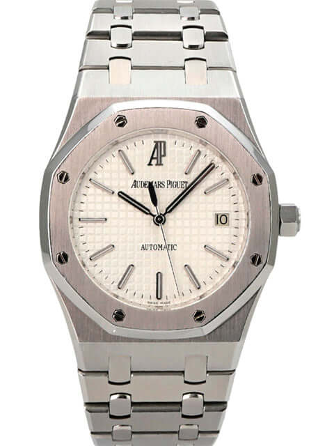 Audemars Piguet AP Royal Oak 15300ST.OO.1220ST.01 Automatikuhr mit silberfarbenem Zifferblatt und Edelstahlarmband.