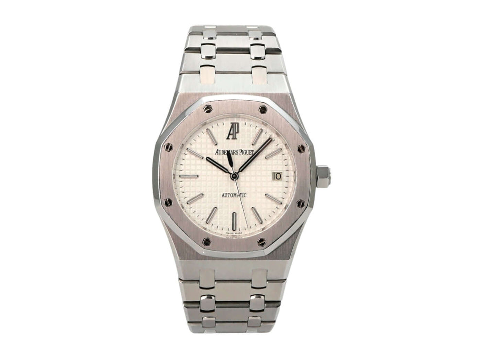 Audemars Piguet AP Royal Oak 15300ST.OO.1220ST.01 mit Edelstahl-Gehäuse, silberfarbenem Zifferblatt und Automatikwerk.