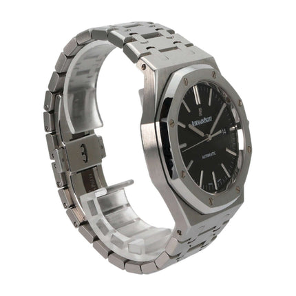Audemars Piguet Royal Oak 15400ST Edelstahlgehäuse und Armband, schwarzes Zifferblatt, poliert und satiniert, 41 mm, Automatikwerk.