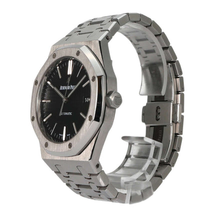 Audemars Piguet Royal Oak 15400ST Edelstahl Herrenuhr mit schwarzem Zifferblatt und Automatikwerk