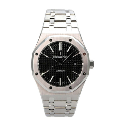 Audemars Piguet AP Royal Oak 15400ST.OO.1220ST.01 Uhrenmodell mit schwarzem Zifferblatt und Edelstahlarmband