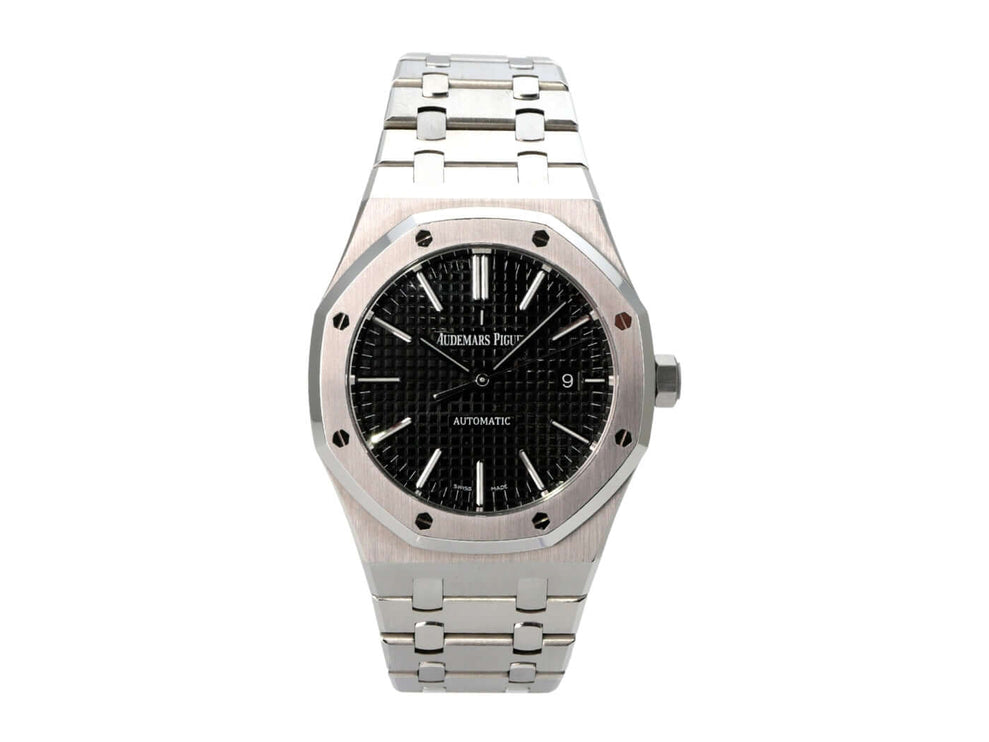 Audemars Piguet AP Royal Oak 15400ST.OO.1220ST.01 Uhrenmodell mit schwarzem Zifferblatt und Edelstahlarmband