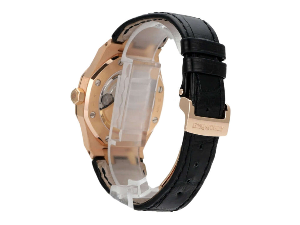 Audemars Piguet Royal Oak 15450OR.OO.D002CR.01 Uhr mit Roségold-Gehäuse und schwarzem Krokodilleder-Armband