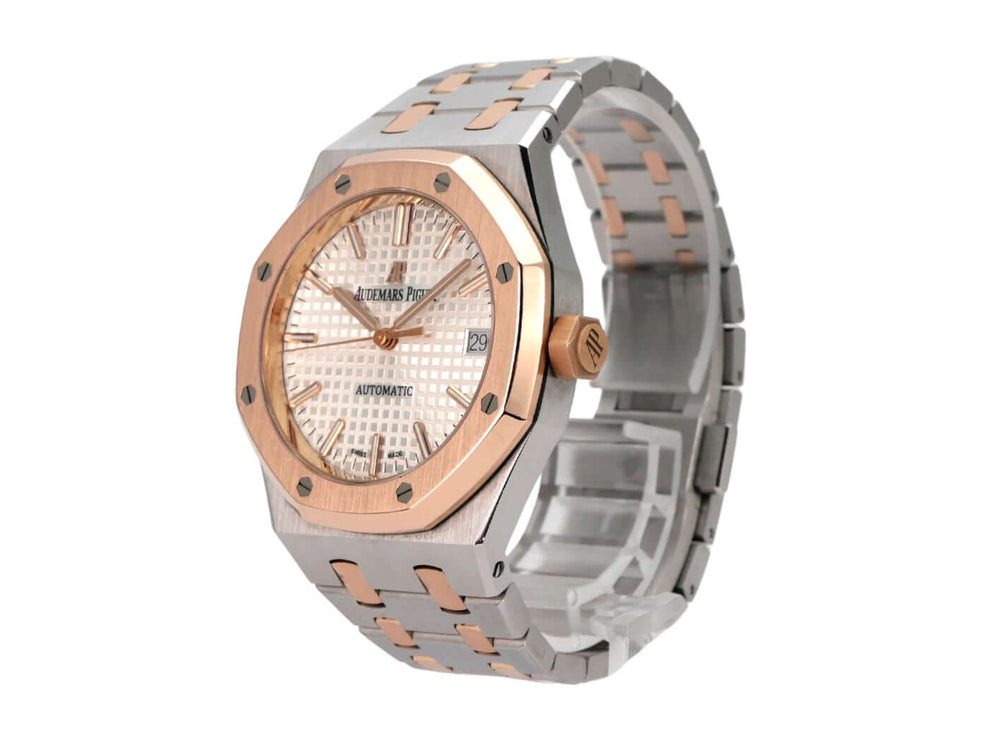 Audemars Piguet Royal Oak 15450SR.OO.1256SR.01 Automatik-Uhr mit Edelstahl- und Roségold-Gehäuse.