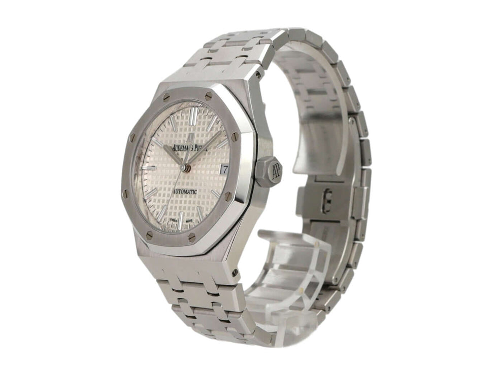 Audemars Piguet Lady Royal Oak 15450ST.OO.1256ST.01, Edelstahlarmband, silberfarbenes Zifferblatt, exklusive Damenuhr.