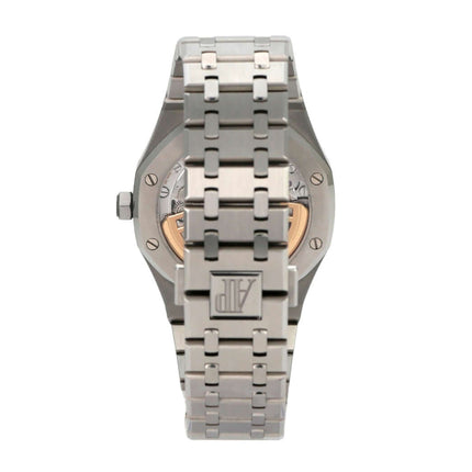 Audemars Piguet AP Royal Oak 15500ST.OO.1220ST.04 Rückansicht mit Edelstahlband und Gehäuse.