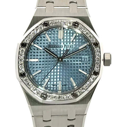 Audemars Piguet Royal Oak 15551ST.ZZ.1356ST.04, Edelstahlgehäuse, Diamantlünette, blaues Zifferblatt, Edelstahlarmband