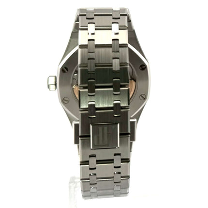 Rückansicht der Audemars Piguet Royal Oak 15551ST.ZZ.1356ST.04 mit Edelstahlarmband und Faltschließe.