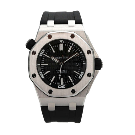 Audemars Piguet Royal Oak Offshore Diver 15703ST.OO.A002CA.01 mit schwarzem Zifferblatt und Kautschukband