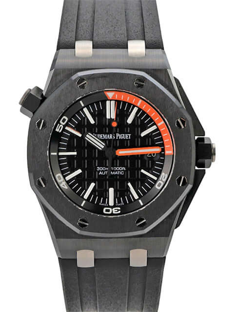 Audemars Piguet Royal Oak Offshore Diver Ceramic 15707CE.OO.A002CA.01 mit schwarzem Zifferblatt und Kautschukband