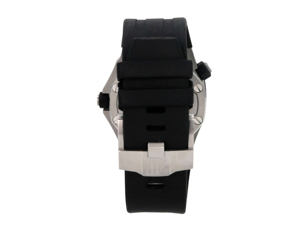 Audemars Piguet Royal Oak Offshore Diver 15710ST.OO.A002CA.02 mit schwarzem Kautschukarmband und Edelstahlgehäuse, Rückansicht