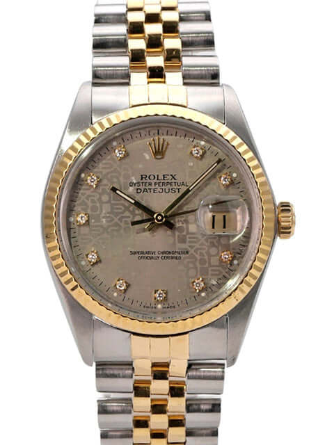 Rolex Datejust 36 Edelstahl Gelbgold 16013 Stahl Jubile Diamant, Rolex Datejust mit Diamant-Zifferblatt und Jubilearmband