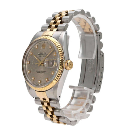 Rolex Datejust 36 Edelstahl Gelbgold 16013 Stahl Jubile Diamant mit Goldlünette und Diamant-Zifferblatt