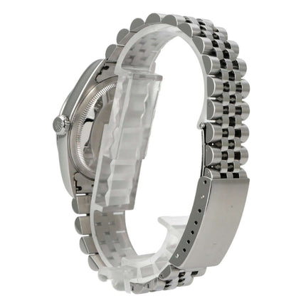 Rolex Datejust 36 Edelstahl 16200 Weiß Jubile-Band aus Edelstahl mit Jubile-Bandansicht von der Seite.