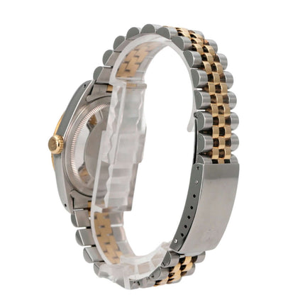 Rolex Datejust 36 Edelstahl Gelbgold 16233 Seitenansicht des Uhrenarmbands aus Edelstahl und Gelbgold.
