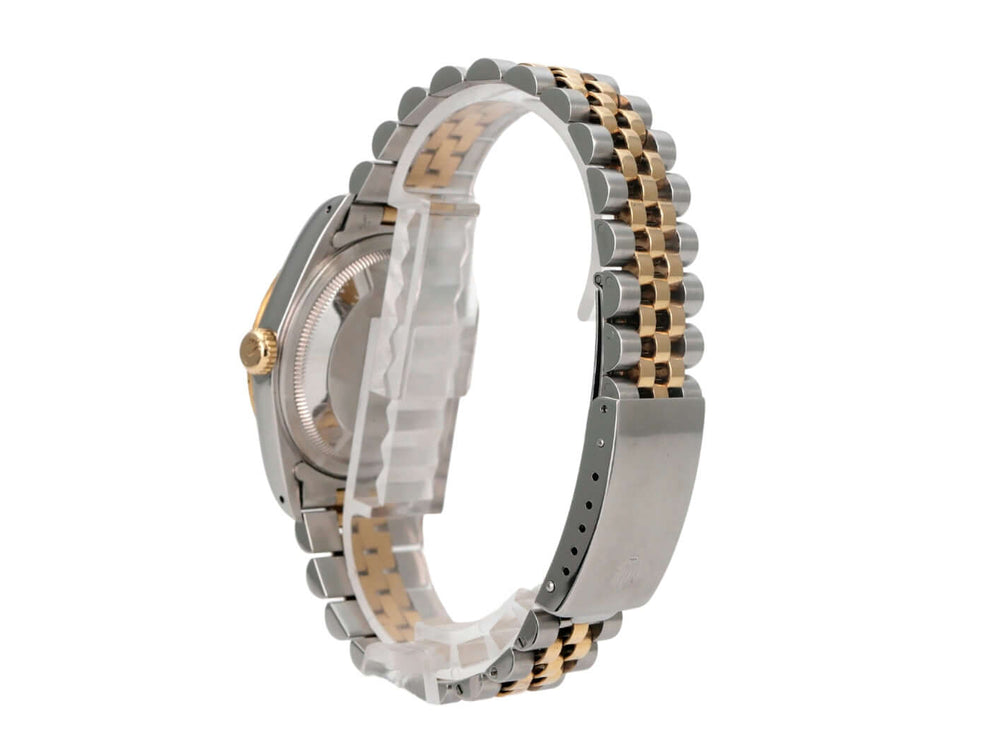 Rolex Datejust 36 Edelstahl Gelbgold 16233 Seitenansicht des Uhrenarmbands aus Edelstahl und Gelbgold.