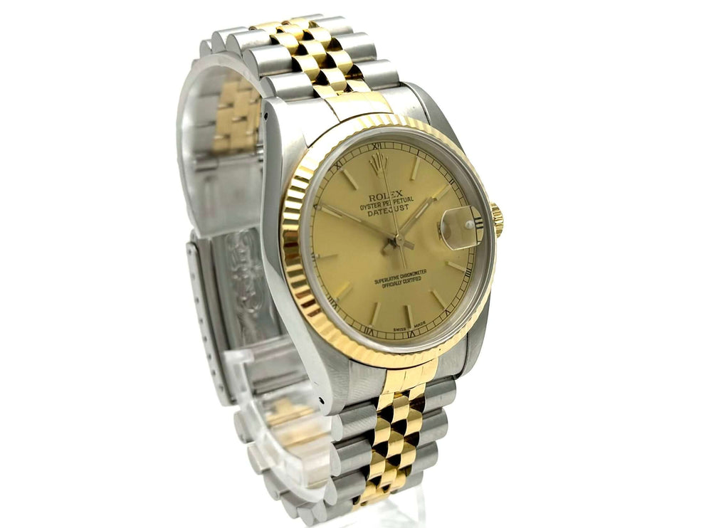 Rolex Datejust 36 Edelstahl Gelbgold 16233 Champagner Zifferblatt Jubile-Band.