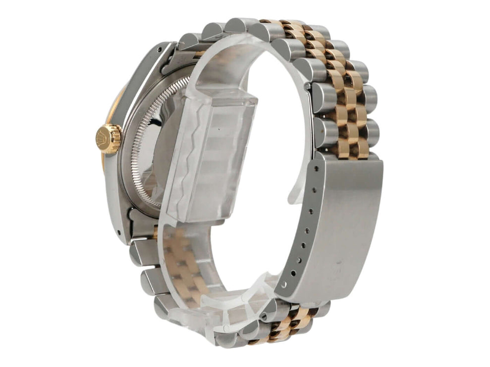 Rolex Datejust 36 Edelstahl Gelbgold 16233 Schwarz Diamant Jubile-Band mit Jubilé-Armband