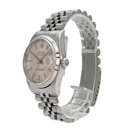 Rolex Datejust 36 Ref. 16234 Silber Jubile-Band mit silbernem Zifferblatt und Edelstahlgehäuse