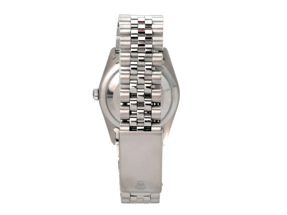 Rolex Datejust 36 Ref. 16234 Silber Jubile-Band, Edelstahlarmband mit Faltschließe und Gehäuseansicht