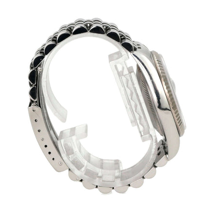 Rolex Datejust 36 16234 Weiß Römisch Jubile-Band Ansicht vom Gehäuse und Jubile-Armband.