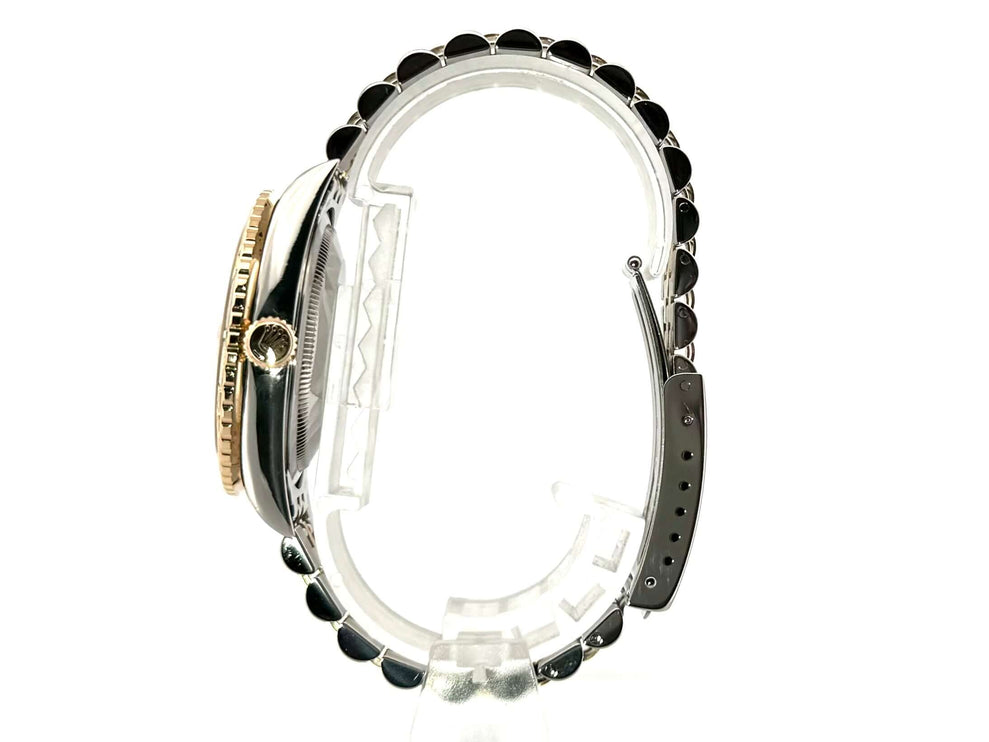 Rolex Datejust 36 Turn-O-Graph 16263 Seitenansicht, Edelstahl/gelbgold Jubile-Band, geriffelte Lünette, Automatikwerk, Champagner-Zifferblatt