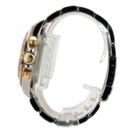 Rolex Daytona 40 Edelstahl Gelbgold 16523 Champagner Diamant seitliche Ansicht des Armbands