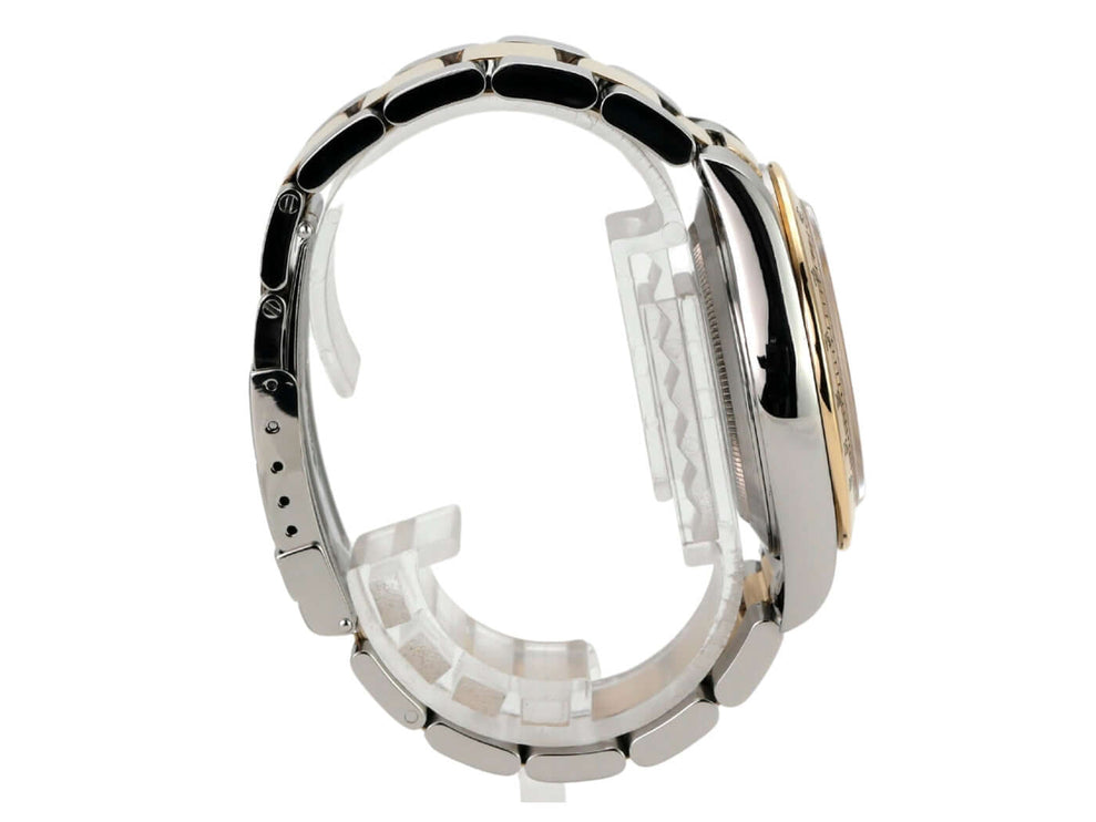 Rolex Daytona 40 Edelstahl Gelbgold 16523 Champagner Diamant seitliche Ansicht des Uhrenarmbandes