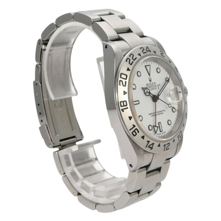 Rolex Explorer II Edelstahl Ref. 16570 Weiß, poliertes und satiniertes Edelstahlgehäuse, weißes Zifferblatt