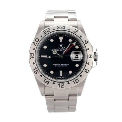Rolex Explorer II Ref. 16570 mit schwarzem Zifferblatt und Edelstahlarmband, 40 mm, Automatikwerk 3185.