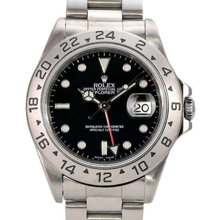 Rolex Explorer II Ref. 16570 Zifferblatt Schwarz mit schwarzem Zifferblatt und Edelstahlarmband
