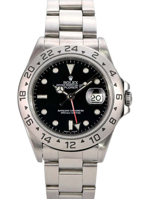 Rolex Explorer II Ref. 16570 Zifferblatt Schwarz mit schwarzem Zifferblatt und Edelstahlarmband