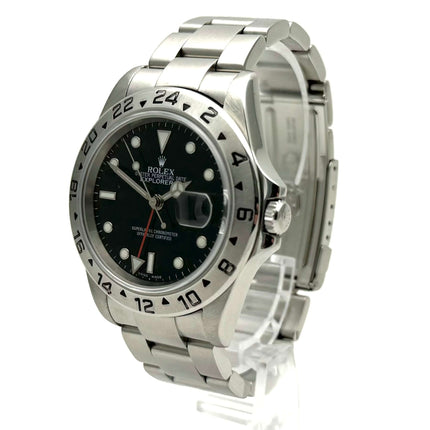 Rolex Explorer II Ref. 16570 Zifferblatt Schwarz aus Edelstahl mit Oyster Armband, schwarzes Zifferblatt und Leuchtindizes