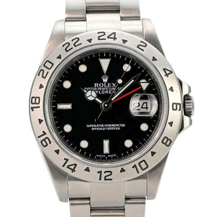 Rolex Explorer II Ref. 16570 Zifferblatt Schwarz, schwarzes Zifferblatt, Edelstahl, 40 mm, 24-Stunden-Lünette, Oyster-Armband
