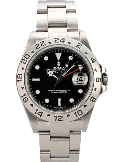 Rolex Explorer II Ref. 16570 Zifferblatt Schwarz, schwarzes Zifferblatt, Edelstahl, 40 mm, 24-Stunden-Lünette, Oyster-Armband