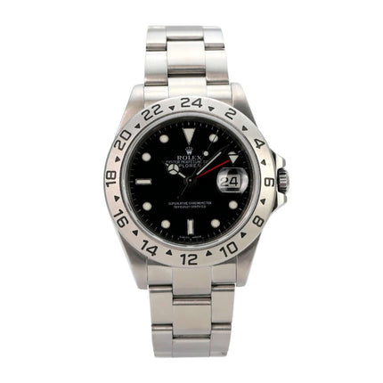 Rolex Explorer II Ref. 16570 Zifferblatt Schwarz, Edelstahl, 40 mm, schwarzes Zifferblatt, 24-Stunden-Lünette