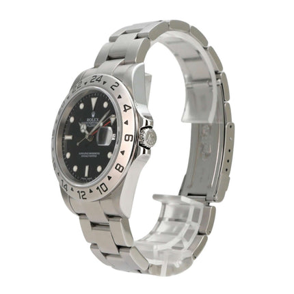 Rolex Explorer II Ref. 16570 Zifferblatt Schwarz, Edelstahlarmband und 24-Stunden-Lünette, schwarzes Zifferblatt