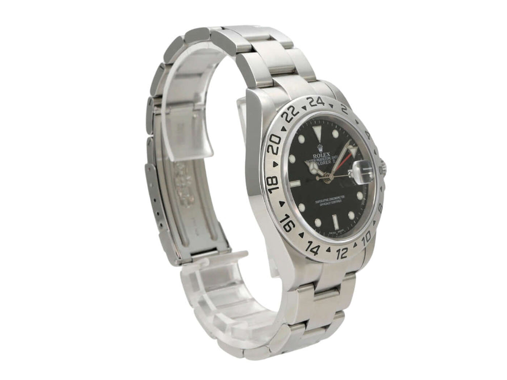 Rolex Explorer II Ref. 16570 Zifferblatt Schwarz, Edelstahl-Armband und 24-Stunden-Lünette