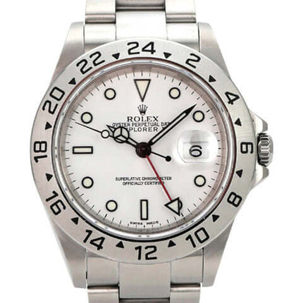 Rolex Explorer II Edelstahl Ref. 16570 Weiß mit weißem Zifferblatt und Edelstahlarmband