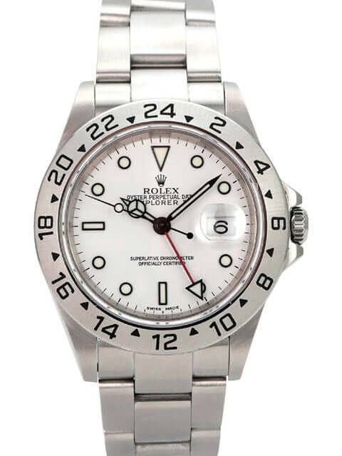 Rolex Explorer II Edelstahl Ref. 16570 Weiß mit weißem Zifferblatt und Edelstahlarmband