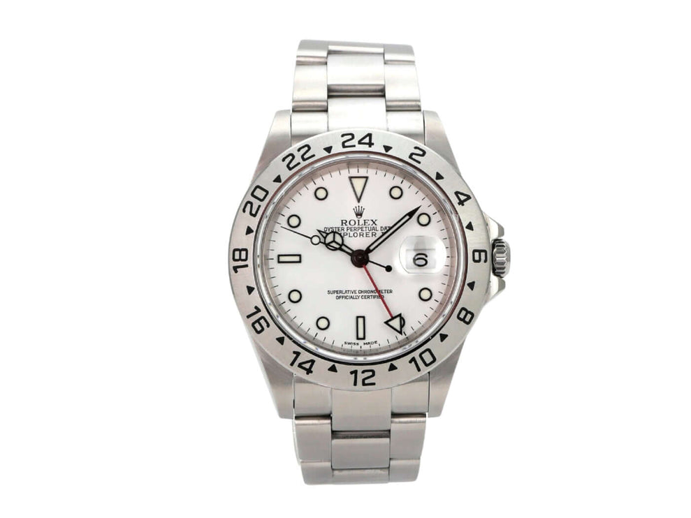 Rolex Explorer II Edelstahl Ref. 16570 Weiß mit weißem Zifferblatt und Oyster-Edelstahlarmband