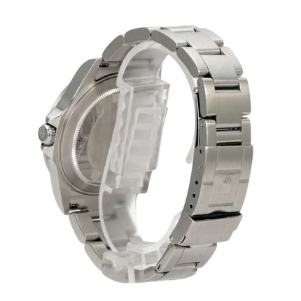 Rolex Explorer II Edelstahl Ref. 16570 Weiß seitliche Ansicht des Gehäuses und Armbands aus Edelstahl.
