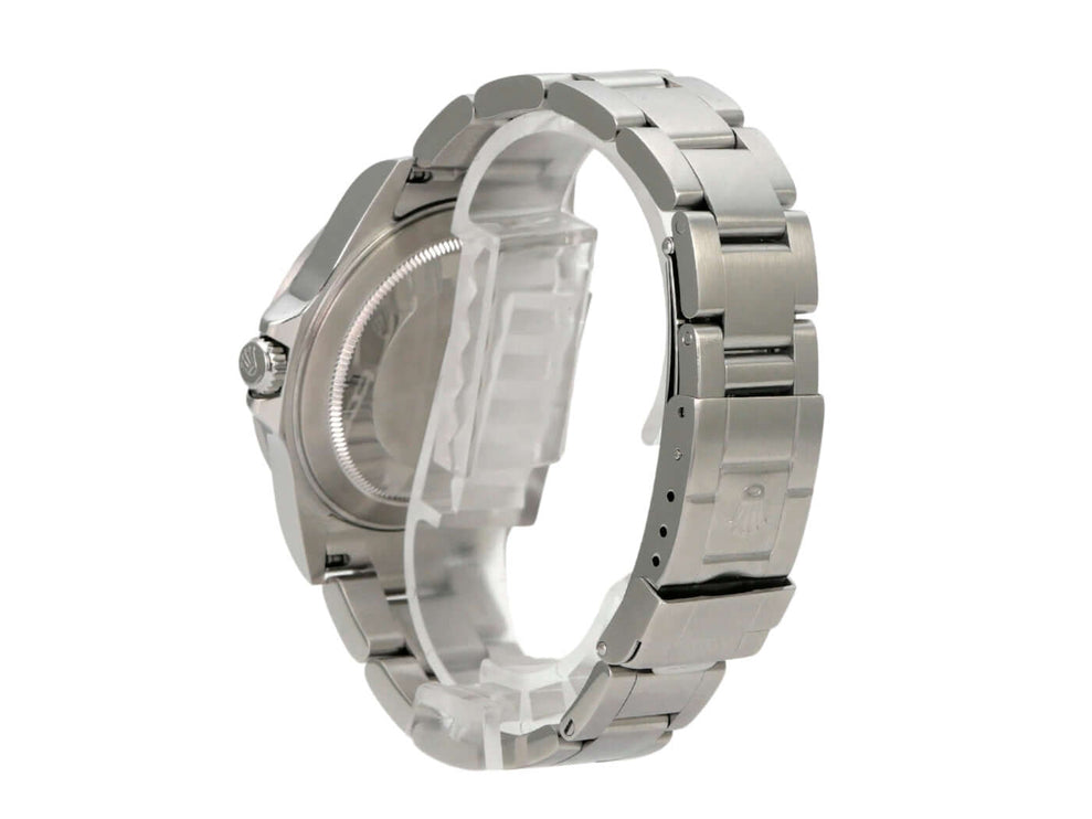 Rolex Explorer II Edelstahl Ref. 16570 Weiß seitliche Ansicht des Gehäuses und Armbands aus Edelstahl.