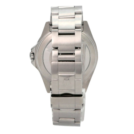 Rolex Explorer II Edelstahl Ref. 16570 Weiß Rückansicht mit satiniertem Edelstahlarmband und Sicherheitsfaltschließe.